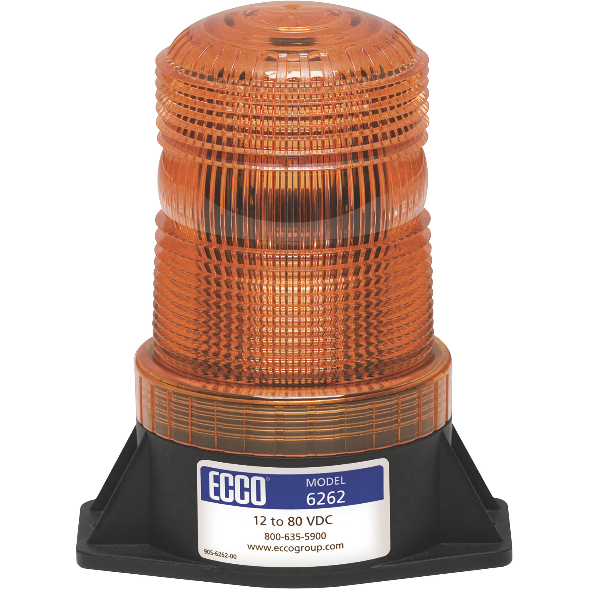 Ecco LED Beacon Light, Amber Lens, Permanent Mount, SAE Class 3, Model# 6262A